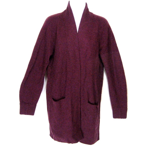 VINCE ⚜ WOMEN'S DARK PURPLE 100% CASHMERE COMFORT WINTER CARDIGAN